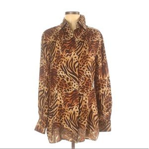 St. John Silk animal print Button down Blouse